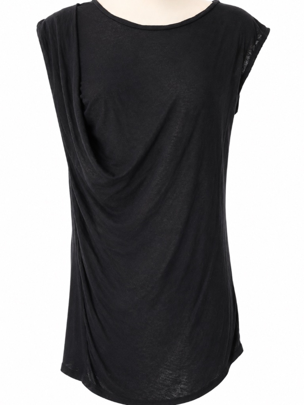 APT 9 Black Slub Knit Drape Front Top